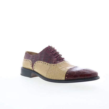 Ferrini Alligator 203 528 Mens Burgundy Oxfords & Lace Ups Cap Toe Shoes
