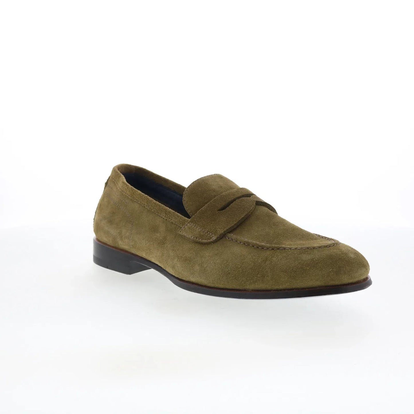 Di Bianco Arese Mens Green Suede Slip On Loafers & Slip Ons Penny Shoes