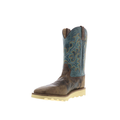 Jama Old West BSM1901 Mens Brown Wide Leather Slip On Cowboy Western Boots