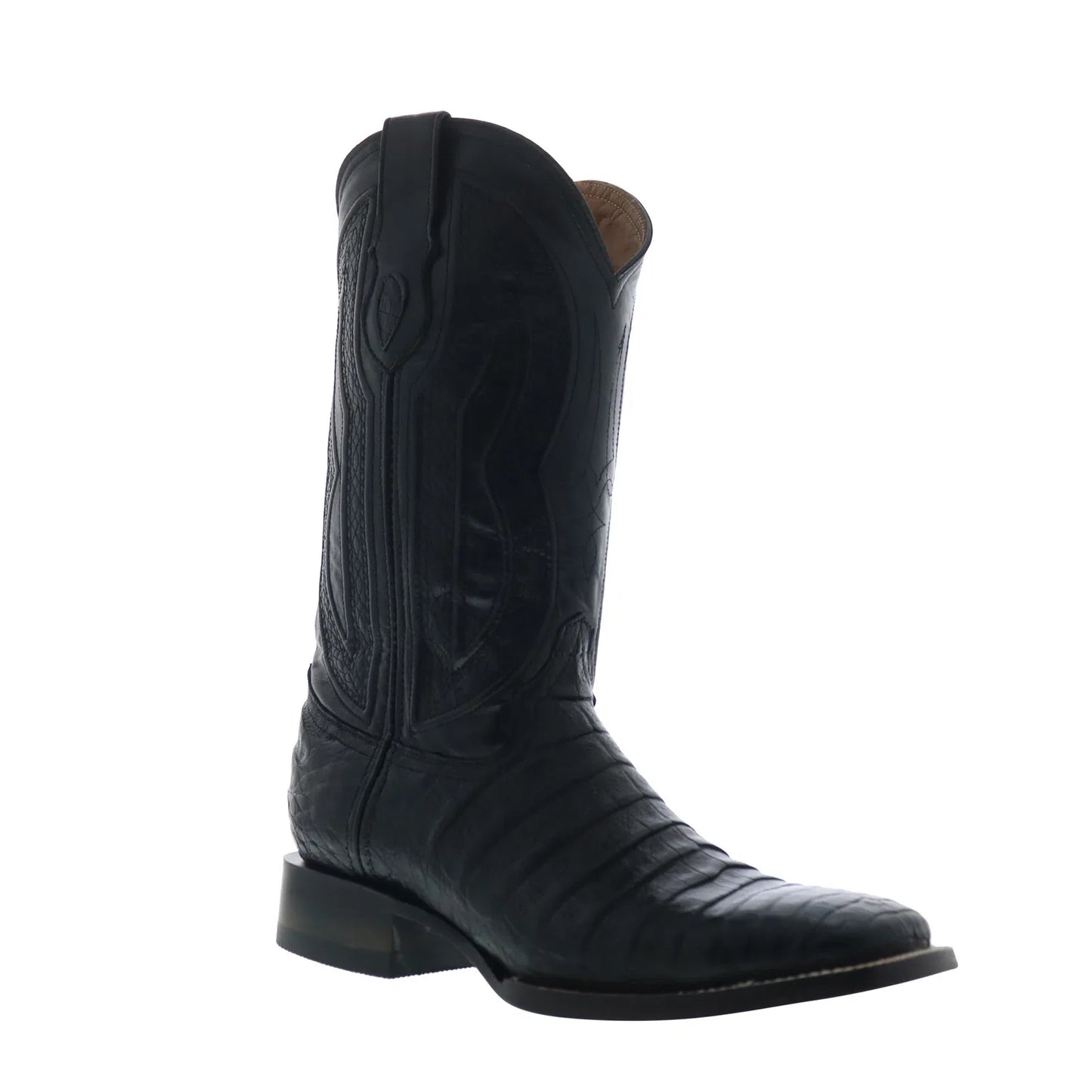 Ferrini Caiman Belly Caiman S-Toe Mens Black Cowboy Western Boots