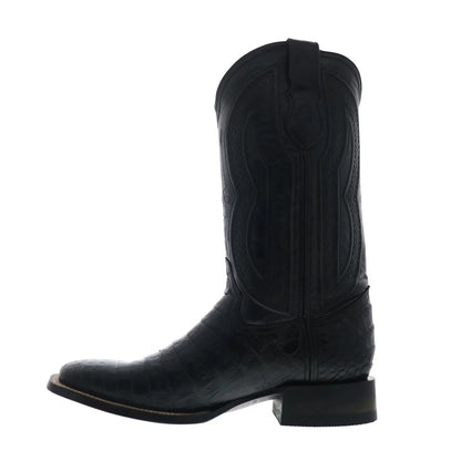 Ferrini Caiman Belly Caiman S-Toe Mens Wide Black Cowboy Western Boots