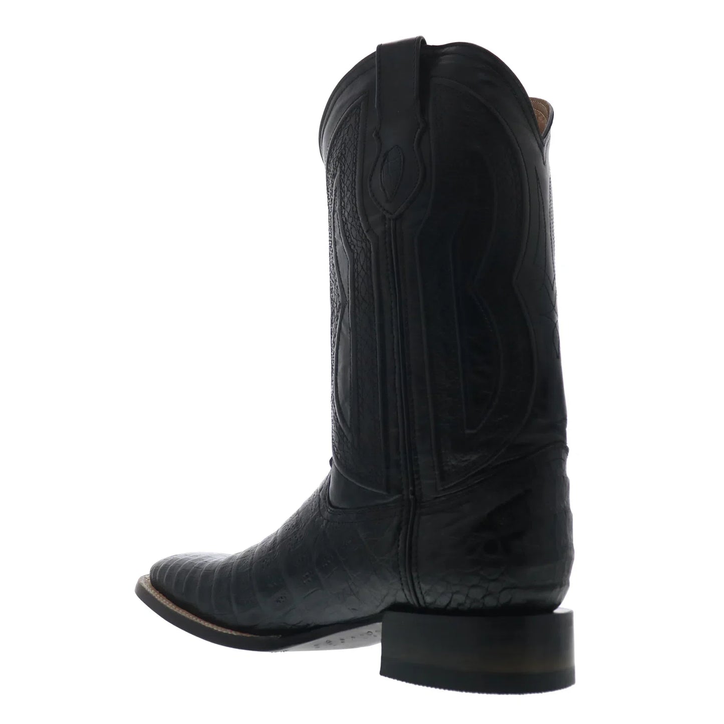 Ferrini Caiman Belly Caiman S-Toe Mens Black Cowboy Western Boots