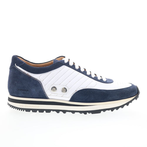 Di Bianco Daytona Calfskin Mens White Suede Lifestyle Sneakers Shoes