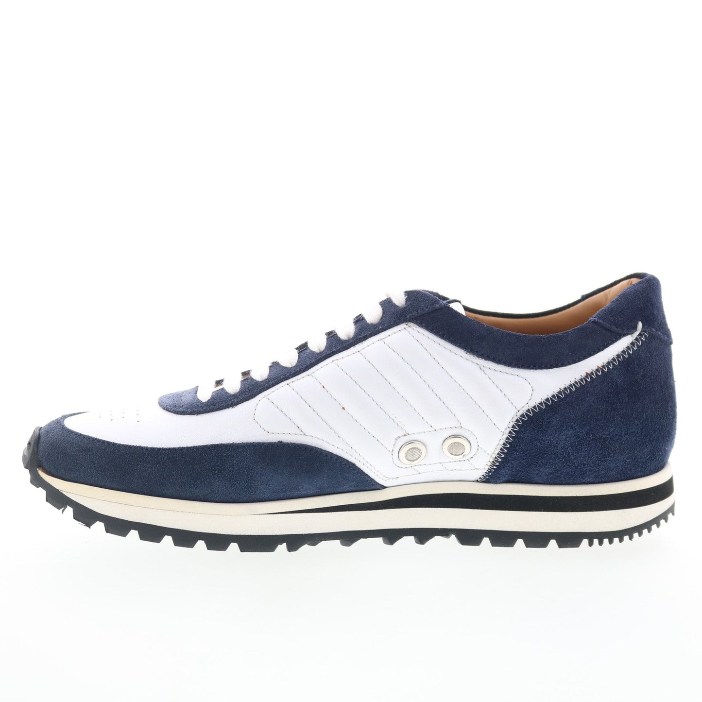 Di Bianco Daytona Calfskin Mens White Suede Lifestyle Sneakers Shoes