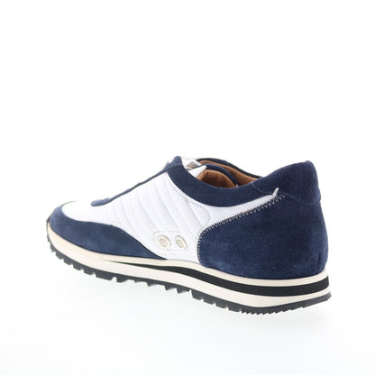 Di Bianco Daytona Calfskin Mens White Suede Lifestyle Sneakers Shoes