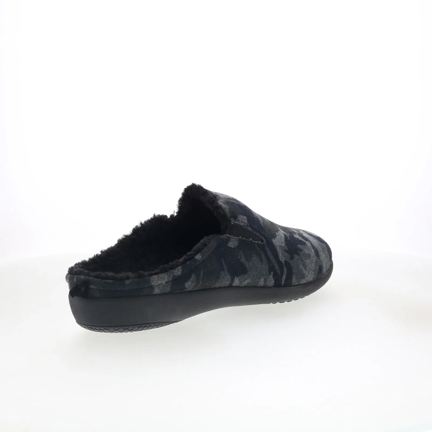 Spenco Dundee Wool SP2003BCM Mens Black Suede Slip On Clogs Slippers Shoes