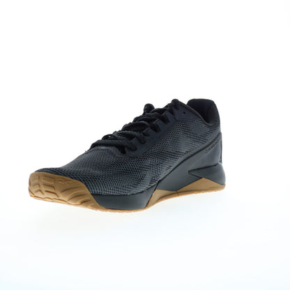 Reebok Nano X1 Grit Mens Black Canvas Lace Up Athletic Cross Training Shoes