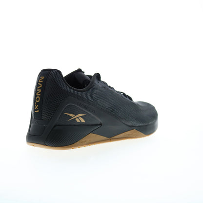 Reebok Nano X1 Grit Mens Black Canvas Lace Up Athletic Cross Training Shoes