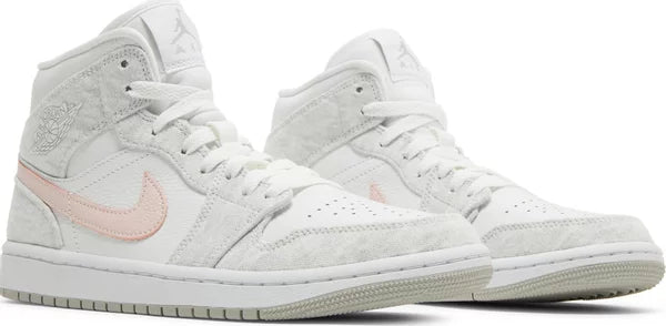 Nike Womens Air Jordan 1 Mid SE Sneakers - 'White Light Iron Ore'