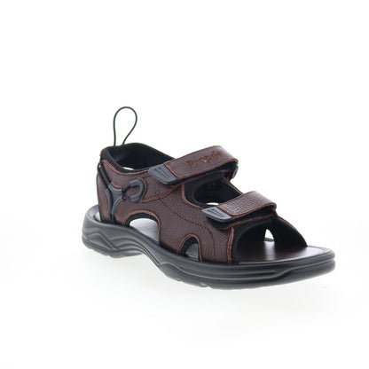 Propet SurfWalker II MSV023LBR Mens Brown Leather Strap Sport Sandals Shoes