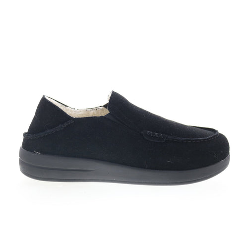 Propet Edsel MXX004S Mens Black Extra Wide Suede Loafer Slippers Shoes