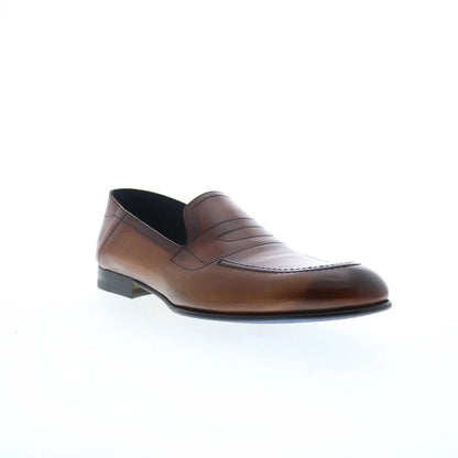 Di Bianco Nerano Mens Brown Leather Slip On Loafers & Slip Ons Penny Shoes
