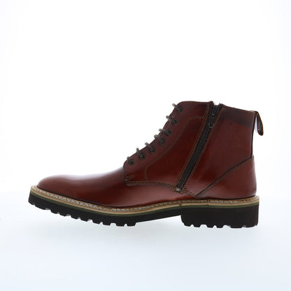 Steve Madden P-Krypto Mens Brown Leather Lace Up Casual Dress Boots
