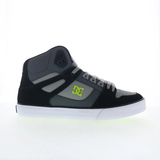 DC Pure High Top WC Mens Gray Leather Skate Inspired Sneakers Shoes