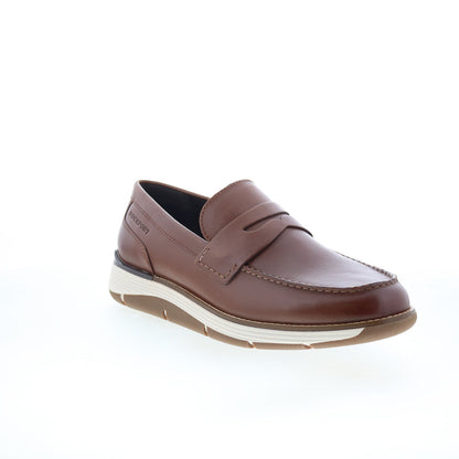 Rockport Liam RMLIAM Mens Brown Wide Leather Loafers & Slip Ons Penny Shoes
