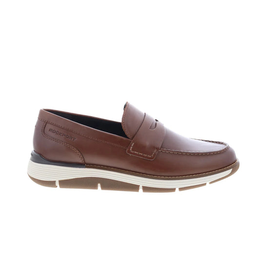Rockport Liam RMLIAM Mens Brown Wide Leather Loafers & Slip Ons Penny Shoes