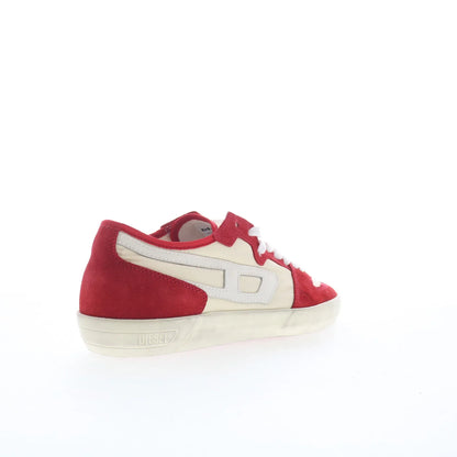 Diesel S-Leroji D-1 Low Mens Red Suede Lace Up Lifestyle Sneakers Shoes