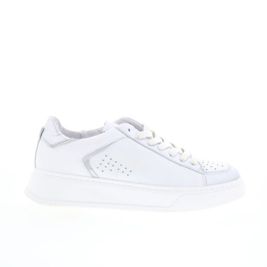 Miz Mooz Tristin Womens White Leather Lace Up Lifestyle Sneakers Shoes