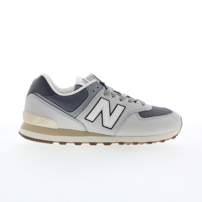 New Balance 574 U57418X Mens Gray Leather Lace Up Lifestyle Sneakers Shoes