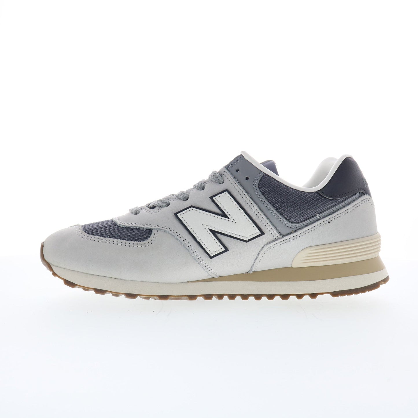 New Balance 574 U57418X Mens Gray Leather Lace Up Lifestyle Sneakers Shoes
