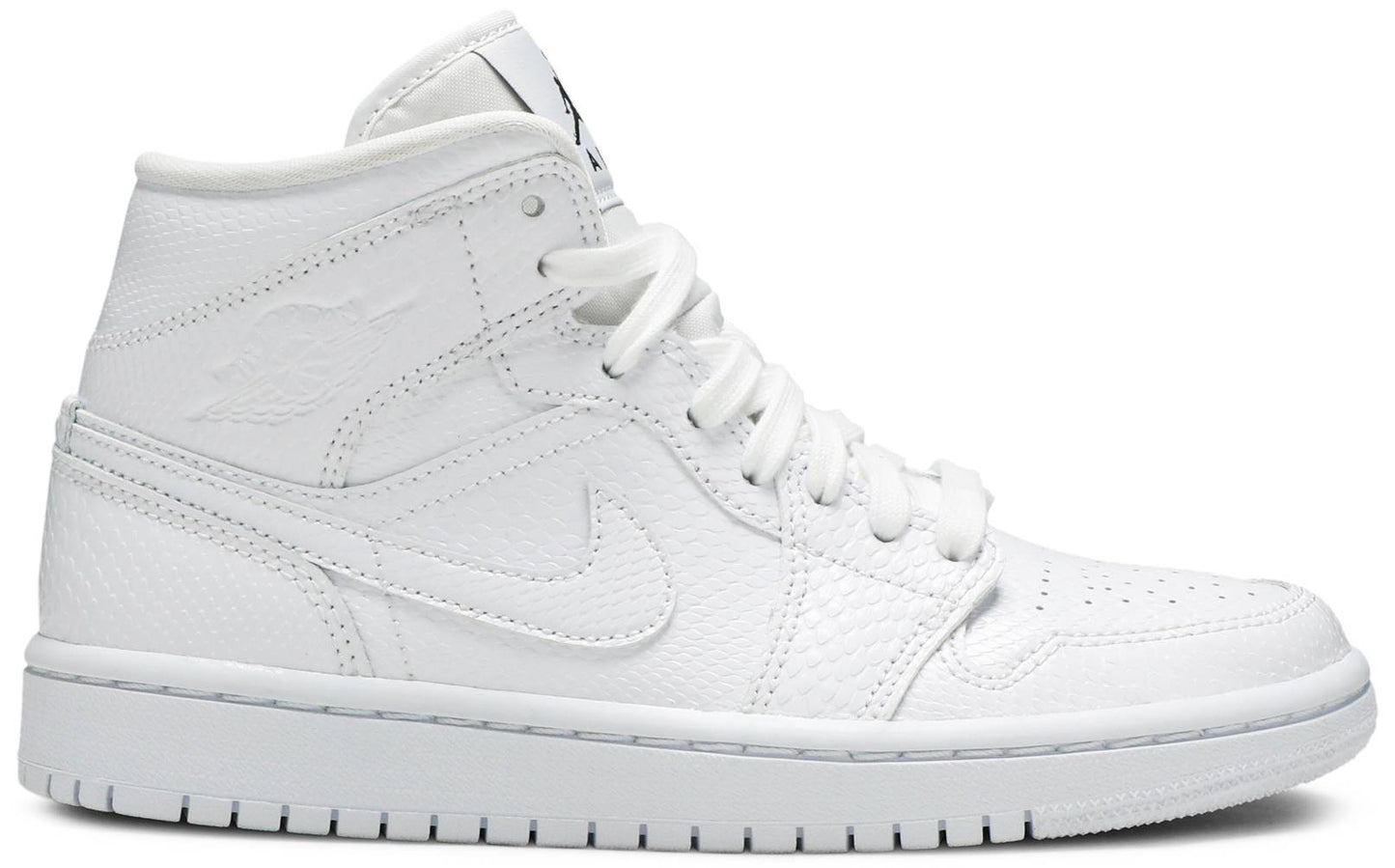 Nike Womens Air Jordan 1 Mid Sneakers - 'White Snakeskin'